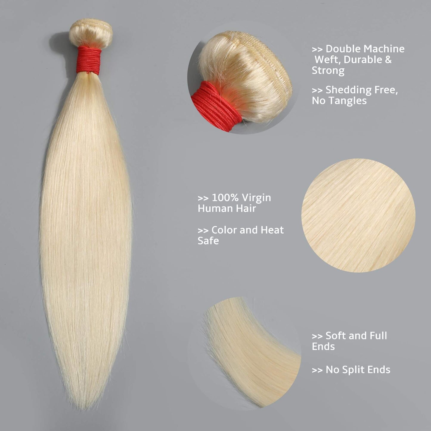 613 Cherry Silk Luxe Hair 3PSC Straight Hair Bundles