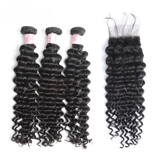 Cherry Soft Hair 3 Bundle With 4x4/5x5/6x6/7x7 Closure Deep Wave